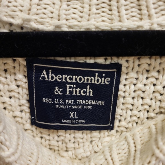 Abercrombie & Fitch Cable Knit Sweater Mens XLarge Fisherman Old Money Cozy Warm - Picture 3 of 7
